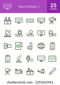 News & Media Line Icons