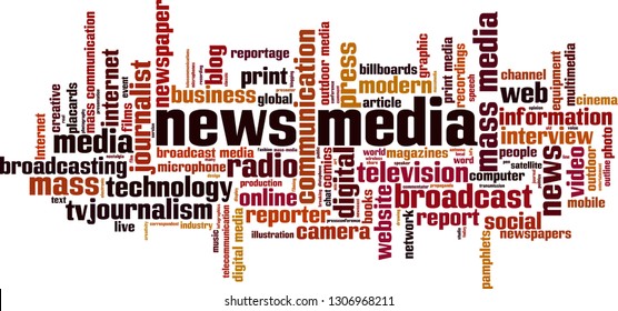 News Media Word Cloud Concept. Vector Illustration