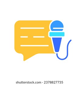 News with message line icon. Weather forecast, prime time, TV channel, radio, television, reporter, channel. Vector color icon on white background for business and advertising.