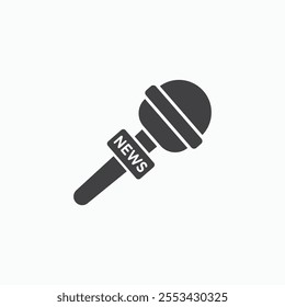 News microphone black solid vecor icon