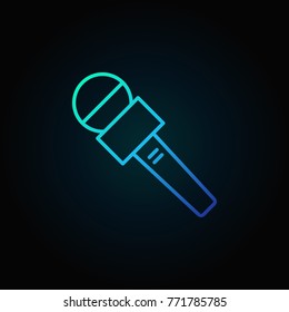 News microphone blue vector icon or symbol in thin line style on dark background