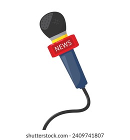 web de plantilla de diseño de elementos vectoriales de dibujos animados de micrófono de noticias