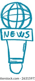 News Microphone Crayon Chalk Drawing Vector