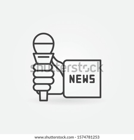 News Microphone in Hand vector concept linear icon or symbol