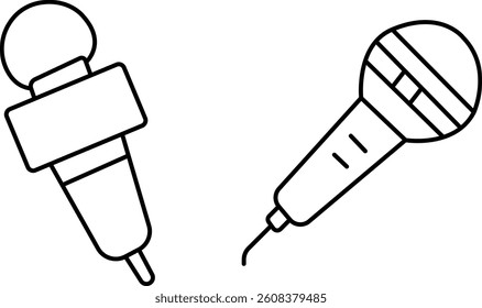 News Microphone Icon – Editable Stroke Outline Design