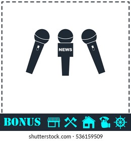 News microphone icon flat. Simple vector symbol and bonus icon