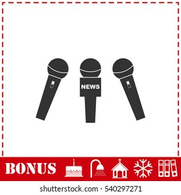 News microphone icon flat. Simple vector symbol and bonus icon