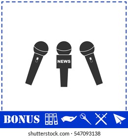 News microphone icon flat. Simple vector symbol and bonus icon
