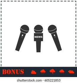 News microphone icon flat. Simple vector symbol and bonus icon