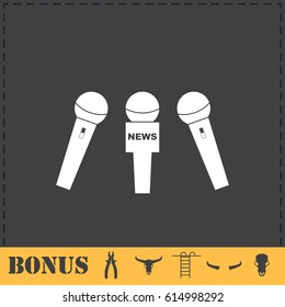 News microphone icon flat. Simple vector symbol and bonus icon