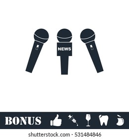 News microphone icon flat. Vector illustration symbol and bonus pictogram