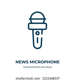 News microphone icon. Linear vector illustration from communication and media collection. Outline news microphone icon vector. Thin line symbol for use on web and mobile apps, logo, print media.