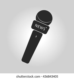 News microphone icon with simple button and lettering. Vector illustration