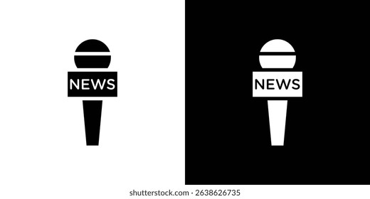 News microphone icon Vector in flat style. Collection silhouettes