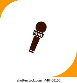 News microphone sign. Brown icon on white background