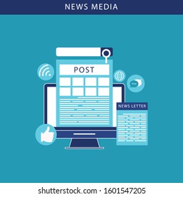 News. Modern flat design style graphic elements