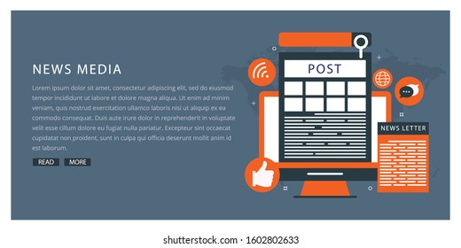 News. Modern flat design style graphic elements