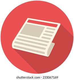 News, modern flat icon with long shadow