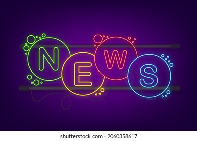 News neon bubble. Word vector banner. Vector stock illustration