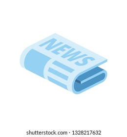 News newspaper 3d vector icon isometric pink and blue color minimalism illustrate