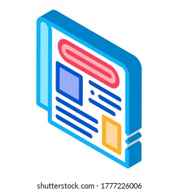 Noticias en el vector de iconos de periódicos. Noticias isométricas en el letrero de un periódico. Ilustración de símbolo aislado de color