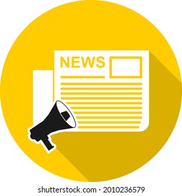 Periódico de noticias, ícono de periódico de altavoz. Ilustración vectorial. Vector.