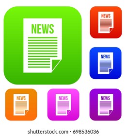 News newspaper set icon in different colors isolated vector illustration. Premium collection