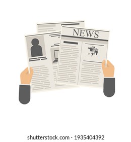 News from the newspaper. Viewing a publication, vector illustration