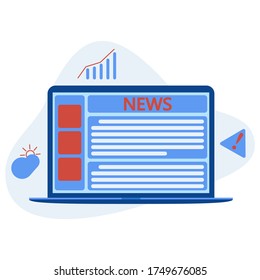 News on the laptop. News Update Journalism Headline Media Concept
