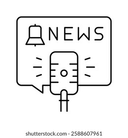 news on radio channel line icon vector. news on radio channel sign. isolated contour symbol black illustration