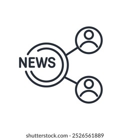 News on social networks.Vector linear icon isolated on white background.