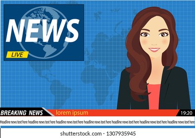 News on TV Breaking News background. vector illustration in flat design