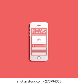 News on your phone, icon, vector illustration