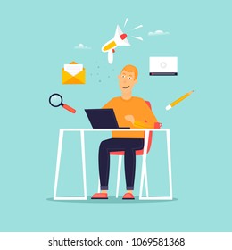 News online, newspaper, information. Flat design vector illustration.