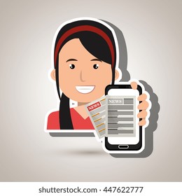 news online with smartphone isolated icon design, vector illustration  graphic 