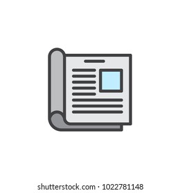 News, Open magazine filled outline icon, line vector sign, linear colorful pictogram isolated on white. Journal, newspaper symbol, logo illustration. Pixel perfect vector graphics