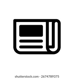 News. Outlined stroke vector icon with black-filled details.