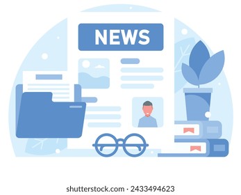 News page concept. Newspaper with news. Vector graphics