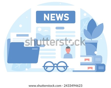 News page concept. Newspaper with news. Vector graphics