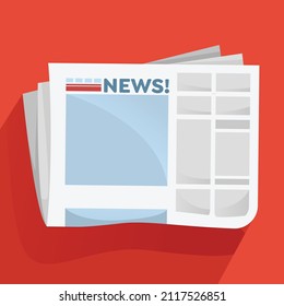 News Paper with Background Red, Vector Illustration