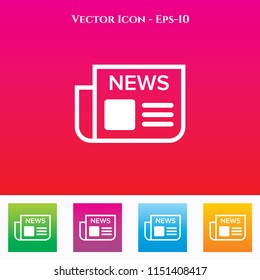 News Paper Icon in Colored Square box. eps-10