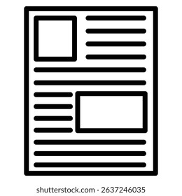 news paper icon Simple thin line stroke