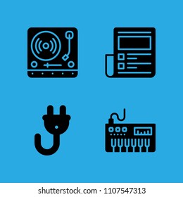 news paper, piano, plug and turntable icons vector in sample icon set for web and graphic design