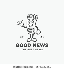 News paper retro cartoon character