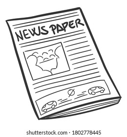 News Paper Traditional Doodle. Icons Sketch Hand Made. Design Vector Line Art.