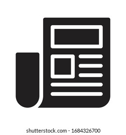 icono plano de glifo vectorial de papel de noticias 