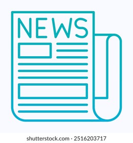 News Paper Vector Icon, Newspaper, Isolated Lineal Gradient Vector Icon.