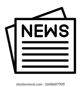 News Paper Vector Line Icon Design