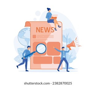 News,  people read breaking news on newspaper.  Global news concept.  flat vector modern illustration