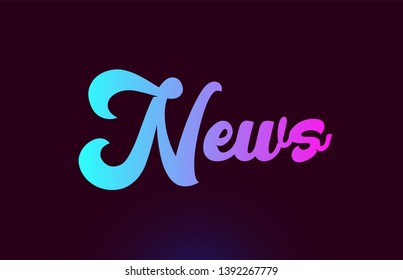 News pink word or text suitable for card icon or typography logo design